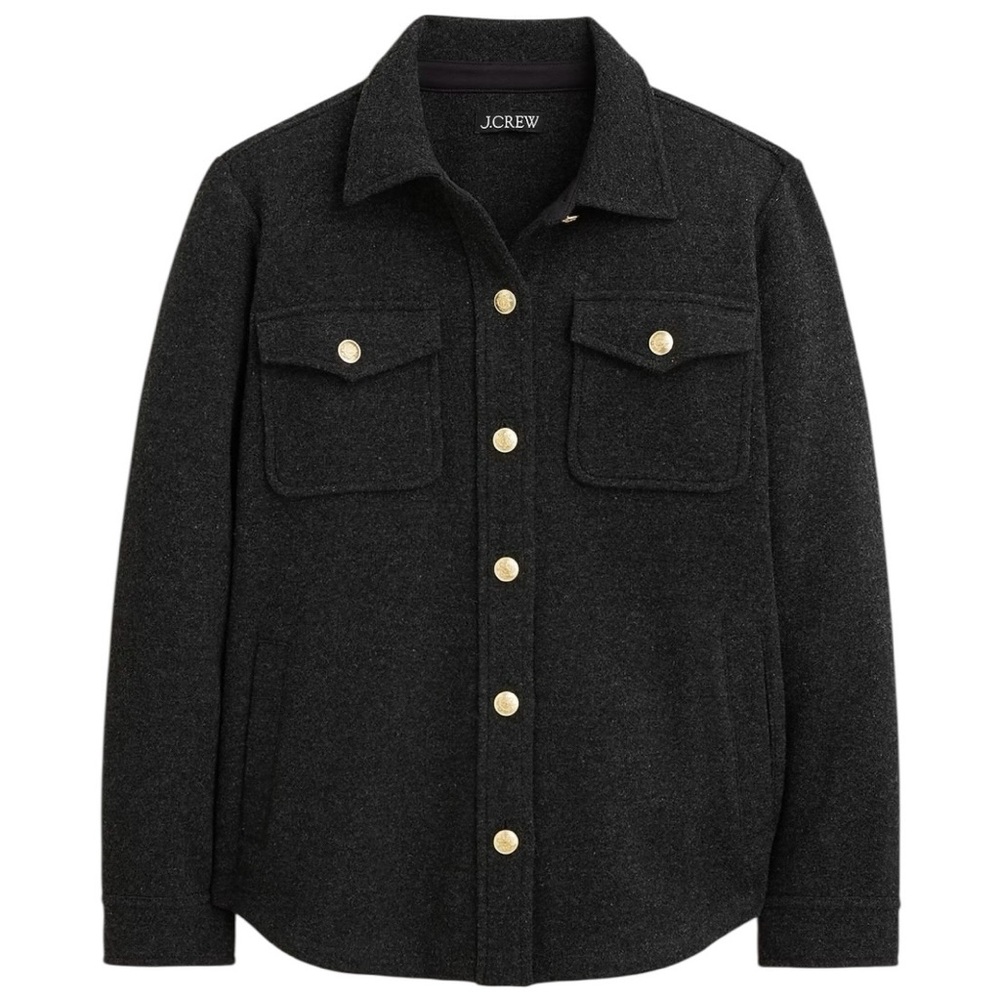 J.‎ Crew Wool Blend Shirt Jacket Charcoal Gray XXL Shacket Gold Buttons
